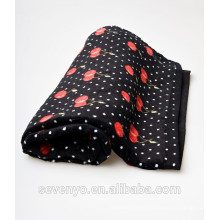 Velour Printing Cherry with dots Black beach towel BT-369 China Supplier
